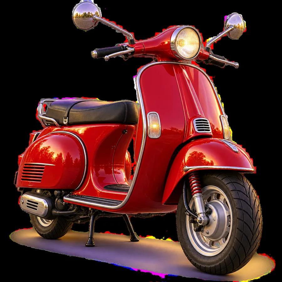 Isolated red scooter on a transparent background
